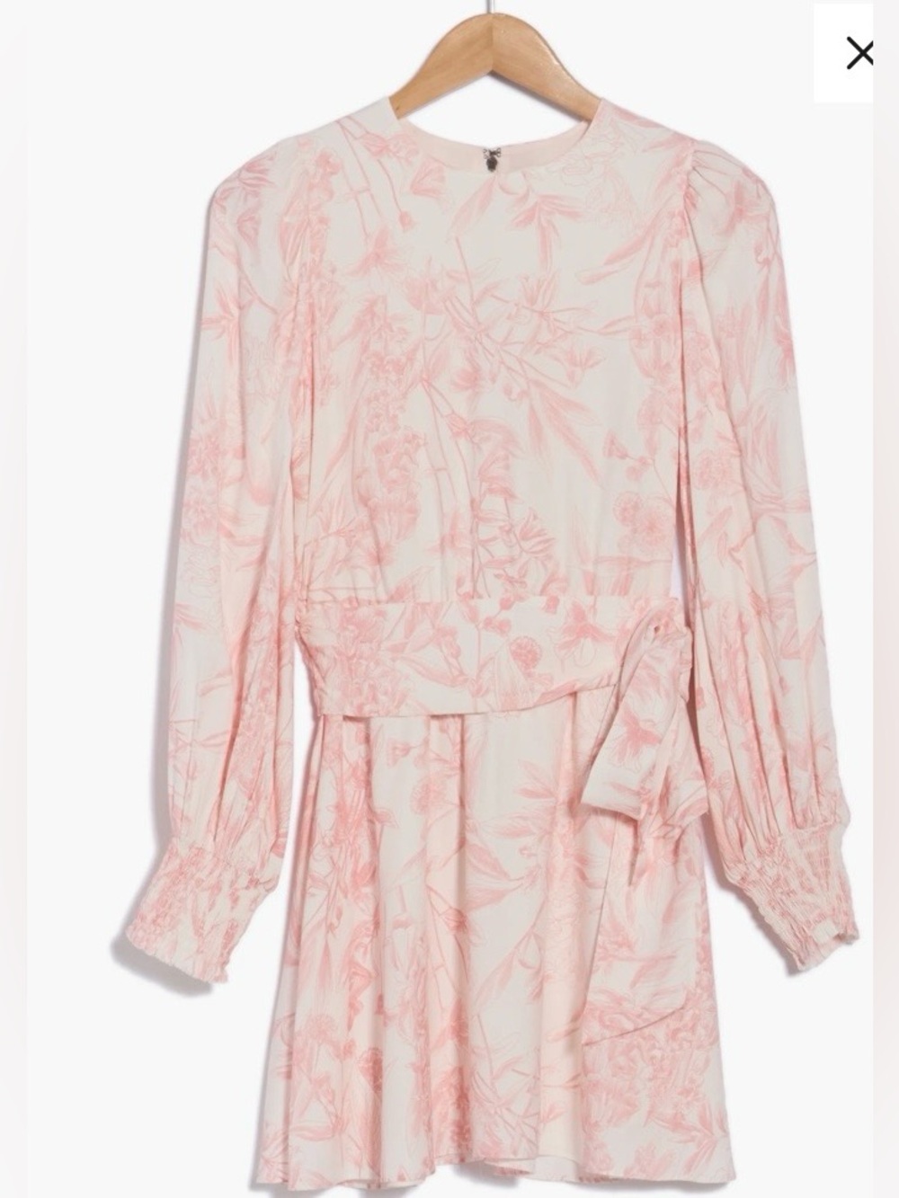 Alice + Olivia MOLLI Pink Floral Long Sleeve Tie-Waist Dress. Sz 8.   NWT